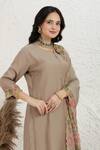 Buy_BAIDEHI_Grey Muslin, Silk, Organza Applique, Embroidery Round Neck Pitta And Kurta Set 