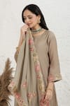 Buy_BAIDEHI_Grey Muslin, Silk, Organza Applique, Embroidery Round Neck Pitta And Kurta Set _Online