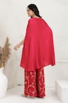 Shop BAIDEHI Red Bemberg, Silk Beads, Sequins, Pearls, Embroidery V-neck, Cape Palazzo Set at Aza Fashions Shop_BAIDEHI_Red Bemberg, Silk Beads, Sequins, Pearls, Embroidery V-neck, Cape Palazzo Set _at_Aza_Fashions