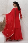 Shop_BAIDEHI_Red Chinon, Georgette, Organza Embroidery, Beads, Pearls, Kurta Sharara Set _at_Aza_Fashions