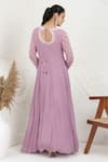Shop_BAIDEHI_Purple Georgette Beads, Sequins, Pearls V-neck Embroidered Gown _at_Aza_Fashions