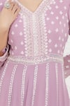 Buy_BAIDEHI_Purple Georgette Beads, Sequins, Pearls V-neck Embroidered Gown 