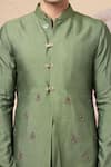 Buy_Soniya G_Olive Green Embroidery, Metallic Thread Floral Jacket Kurta Set 