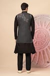 Shop_Soniya G_Black Handloom Cotton Embroidery, Mirrors, Regal Nehru Jacket And Kurta Set _at_Aza_Fashions