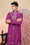 Shop_Soniya G_Magenta Chanderi Silk Embroidery, Mirrors Kurta Set _Online_at_Aza_Fashions