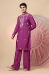Buy_Soniya G_Magenta Chanderi Silk Embroidery, Mirrors Kurta Set 