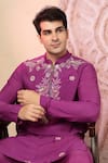 Shop_Soniya G_Magenta Chanderi Silk Embroidery, Mirrors Kurta Set 