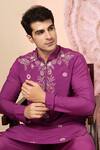 Soniya G_Magenta Chanderi Silk Embroidery, Mirrors Kurta Set _Online