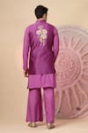 Shop_Soniya G_Purple , Chanderi Zari, Sequins, Embroidery Nehru Jacket And Kurta Set _at_Aza_Fashions