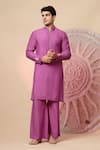 Soniya G_Purple , Chanderi Zari, Sequins, Embroidery Nehru Jacket And Kurta Set _Online_at_Aza_Fashions