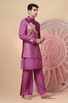 Buy_Soniya G_Purple , Chanderi Zari, Sequins, Embroidery Nehru Jacket And Kurta Set _Online_at_Aza_Fashions