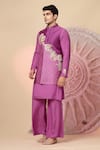 Buy_Soniya G_Purple , Chanderi Zari, Sequins, Embroidery Nehru Jacket And Kurta Set 