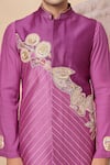 Shop_Soniya G_Purple , Chanderi Zari, Sequins, Embroidery Nehru Jacket And Kurta Set 