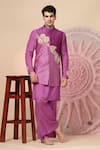 Buy_Soniya G_Purple , Chanderi Zari, Sequins, Embroidery Nehru Jacket And Kurta Set _at_Aza_Fashions