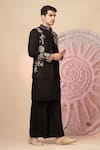 Buy_Soniya G_Black Silk Embroidery Floral Nehru Jacket And Kurta Set _Online_at_Aza_Fashions