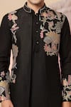 Buy_Soniya G_Black Silk Embroidery Floral Nehru Jacket And Kurta Set 