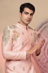 Soniya G_Pink Chanderi Silk Embroidery, Beads, Sequins Kurta Set _at_Aza_Fashions