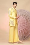 Soniya G_Yellow Chanderi Silk Embroidery, Sequins Jacket And Kurta Set _at_Aza_Fashions