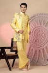 Buy_Soniya G_Yellow Chanderi Silk Embroidery, Sequins Jacket And Kurta Set 