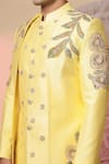 Soniya G_Yellow Chanderi Silk Embroidery, Sequins Jacket And Kurta Set _Online