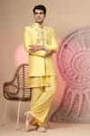 Buy_Soniya G_Yellow Chanderi Silk Embroidery, Metallic Thread Jacket And Kurta Set _Online_at_Aza_Fashions