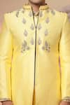Buy_Soniya G_Yellow Chanderi Silk Embroidery, Metallic Thread Jacket And Kurta Set 