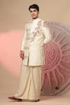 Buy_Soniya G_Off White Chanderi Silk Embroidery Bandhgala And Flared Pant Set 