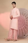 Soniya G_Pink Chanderi Silk Embroidery Bandhgala And Kurta Set _Online_at_Aza_Fashions