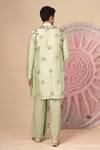 Soniya G_Green Chanderi Silk Embroidery Kurta Set _Online_at_Aza_Fashions