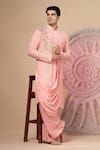 Soniya G_Pink Muslin Embroidery Cowl Kurta Set _at_Aza_Fashions