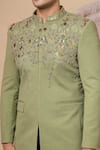 Buy_Soniya G_Olive Green Embroidery, Sequins, Beads Bandhgala And Trouser Set 