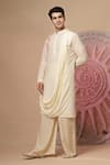 Shop_Soniya G_Ivory Muslin Embroidery Cowl Kurta Set _at_Aza_Fashions