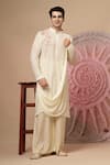 Buy_Soniya G_Ivory Muslin Embroidery Cowl Kurta Set _at_Aza_Fashions