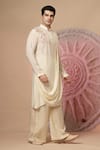 Shop_Soniya G_Ivory Muslin Embroidery Cowl Kurta Set _Online_at_Aza_Fashions