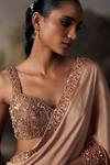 Ohaila Khan_Gold Chiffon, Tulle Sequins, Crystals, Beads, Pearls, And Saree With Blouse _at_Aza_Fashions