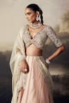 Buy Ohaila Khan Peach Tulle, Silk, Organza Zari, Pearls, Zardozi Embroidered Lehenga Set Online at Aza Fashions Buy_Ohaila Khan_Peach Tulle, Silk, Organza Zari, Pearls, Zardozi Embroidered Lehenga Set _Online_at_Aza_Fashions