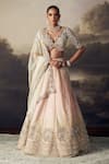Buy Ohaila Khan Peach Tulle, Silk, Organza Zari, Pearls, Zardozi Embroidered Lehenga Set at Aza Fashions Buy_Ohaila Khan_Peach Tulle, Silk, Organza Zari, Pearls, Zardozi Embroidered Lehenga Set _at_Aza_Fashions