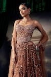 Buy_Ohaila Khan_Gold Tulle, Silk Sequins, Crystals, Beads, Embroidered Corset Lehenga Set 