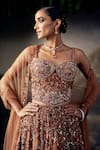 Shop_Ohaila Khan_Gold Tulle, Silk Sequins, Crystals, Beads, Embroidered Corset Lehenga Set 