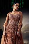 Ohaila Khan_Gold Tulle, Silk Sequins, Crystals, Beads, Embroidered Corset Lehenga Set _Online