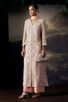 Buy_Ohaila Khan_Peach Crepe, Georgette, Tulle, Silk Sequins, Beads, Zari, Zardozi Kurta Set _at_Aza_Fashions