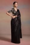 Shop_Dressfolk_Black Tissue Beads Rehmate Saree With Unstitched Blouse Piece _Online_at_Aza_Fashions