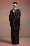 Shop_Dressfolk_Black Tissue Beads Rehmate Saree With Unstitched Blouse Piece _at_Aza_Fashions