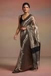 Dressfolk_Silver Tissue Beads Aamna Saree With Unstitched Blouse Piece _Online_at_Aza_Fashions