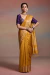 Dressfolk Yellow Maheshwari, Silk Zari, Ziya Woven Saree With Unstitched Blouse Piece Online at Aza Fashions Dressfolk_Yellow Maheshwari, Silk Zari, Ziya Woven Saree With Unstitched Blouse Piece _Online_at_Aza_Fashions