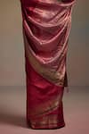 Dressfolk_Red Maheshwari, Silk Zari, Beads Rhea Woven Saree With Unstitched Blouse Piece _at_Aza_Fashions