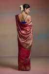 Shop_Dressfolk_Red Maheshwari, Silk Zari, Beads Rhea Woven Saree With Unstitched Blouse Piece _at_Aza_Fashions