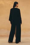 Shop_Maenaam_Black Georgette Beads, Sequins Round Neck Dara Hand Embroidered Cape Pant Set _at_Aza_Fashions