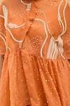 Maenaam_Orange Satin, Organza Embroidery, Sequins Zuri Abstract Hand Overlay Pant Set _at_Aza_Fashions