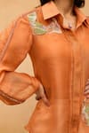 Buy_Maenaam_Orange Polyester, Organza, Satin Embroidery, Sequins Sirae Hand Top And Pant Set _Online_at_Aza_Fashions